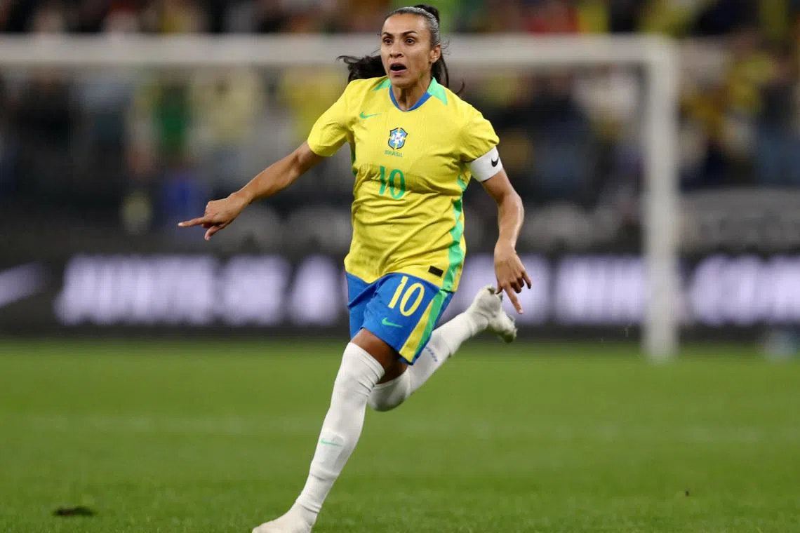 Soccer Football - International Friendly - Women - Brazil v Japan - Neo Quimica Arena, Sao Paulo, Brazil - May 30, 2025 Brazil's Marta comes on as a substitute REUTERS/Jean Carniel