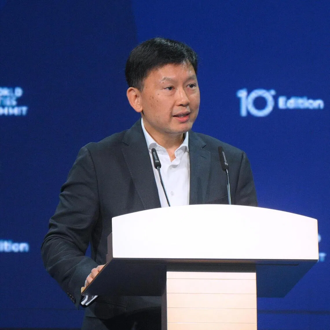 Minister for National Development Chee Hong Tat speaking at the opening of the World Cities Summit 2026 Mayors Forum on June 14.