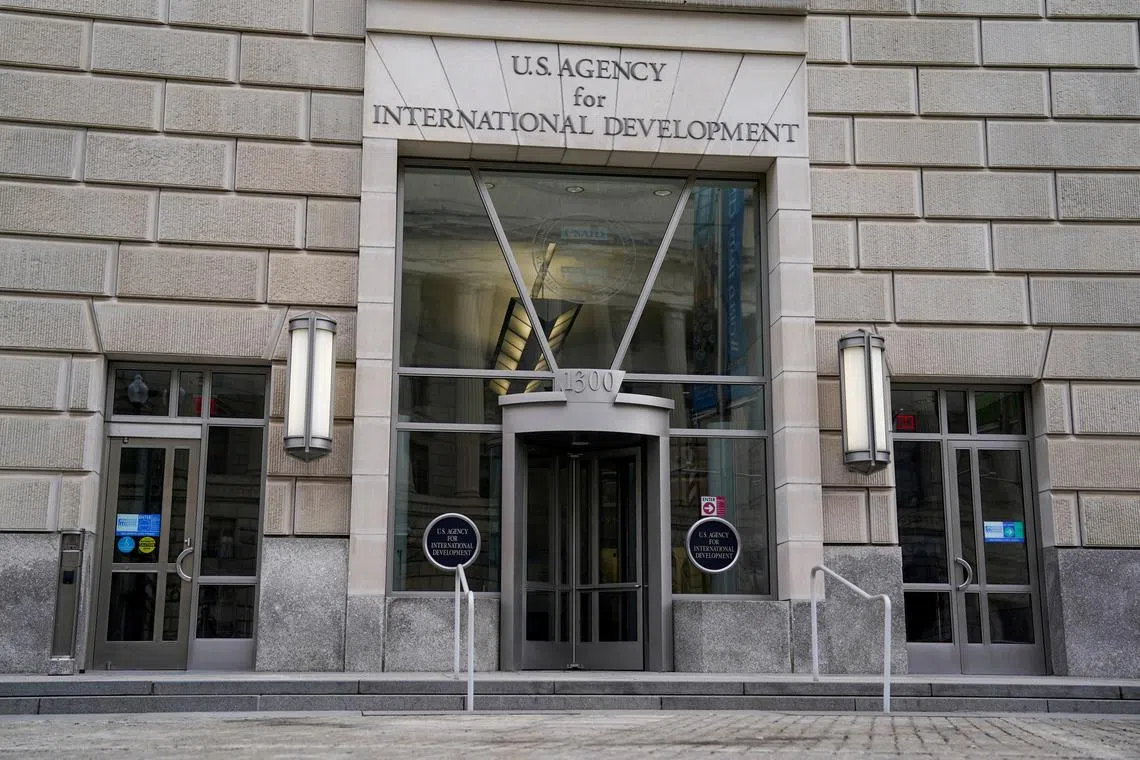 The USAID building sits closed to employees after a memo was issued advising agency personnel to work remotely, in Washington, D.C., U.S., February 3, 2025. REUTERS/Kent Nishimura/File Photo