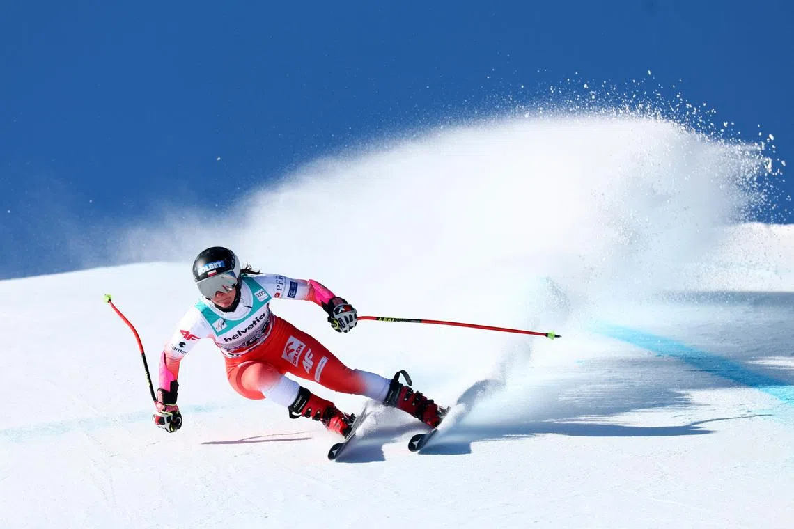 Alpine Skiing - FIS Alpine Ski World Cup - Women's Super G - St. Moritz, Switzerland - December 14, 2025 Poland's Maryna Gasienica-Daniel in action REUTERS/Denis Balibouse/File Photo