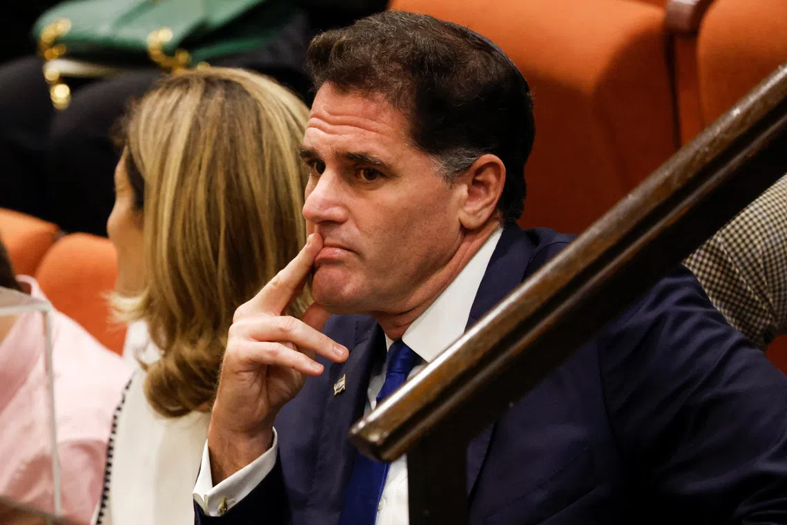 Former Israeli Ambassador to the U.S. Ron Dermer attends a special session of the Knesset, Israel's parliament, to approve and swear in a new right-wing government, in Jerusalem December 29, 2022. REUTERS/Amir Cohen/Pool