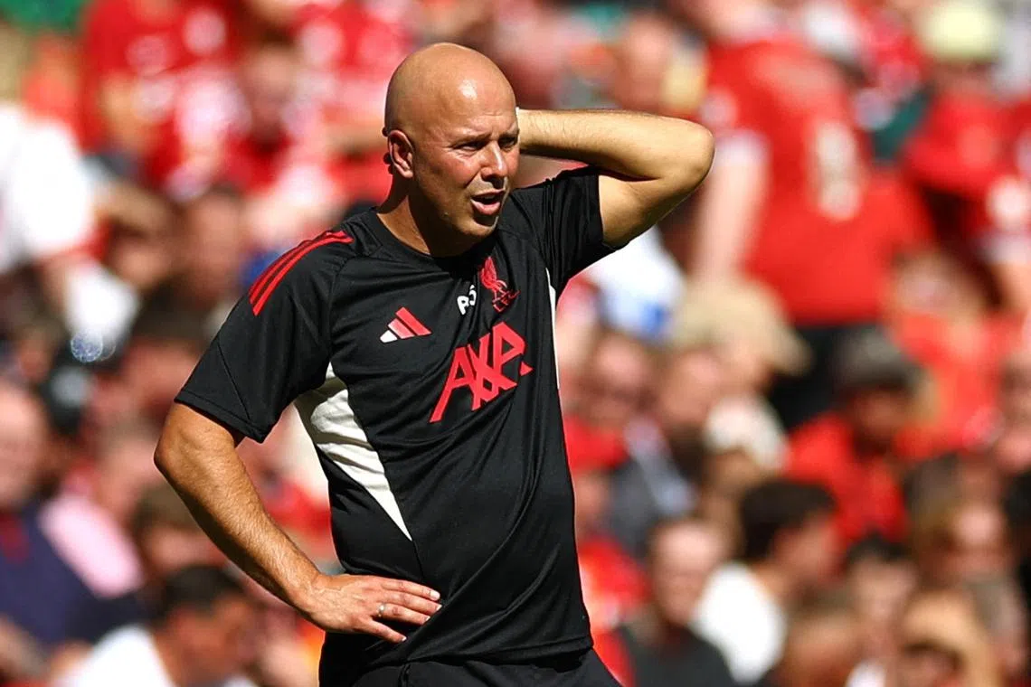 Soccer Football - FA Community Shield - Crystal Palace v Liverpool - Wembley Stadium, London, Britain - August 10, 2025 Liverpool manager Arne Slot Action Images via Reuters/Matthew Childs