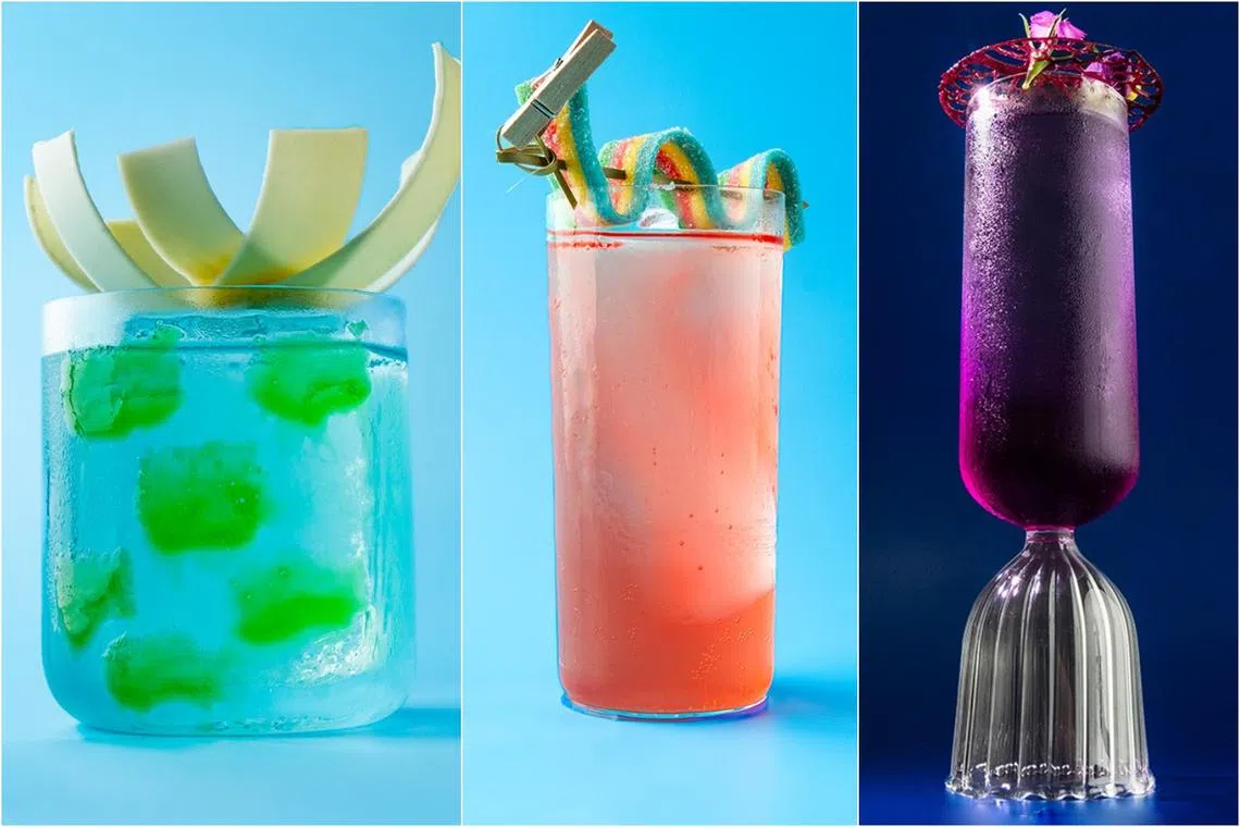 Cocktails inspired by iconic Singapore architecture, such as the ArtScience Museum, the dragon playground and Gardens By The Bay.