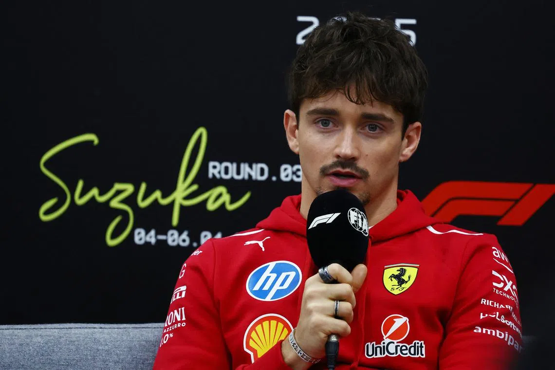 Formula One F1 - Japanese Grand Prix - Suzuka Circuit, Suzuka, Japan - April 3, 2025 Ferrari's Charles Leclerc during a press conference ahead of the Japanese Grand Prix REUTERS/Issei Kato
