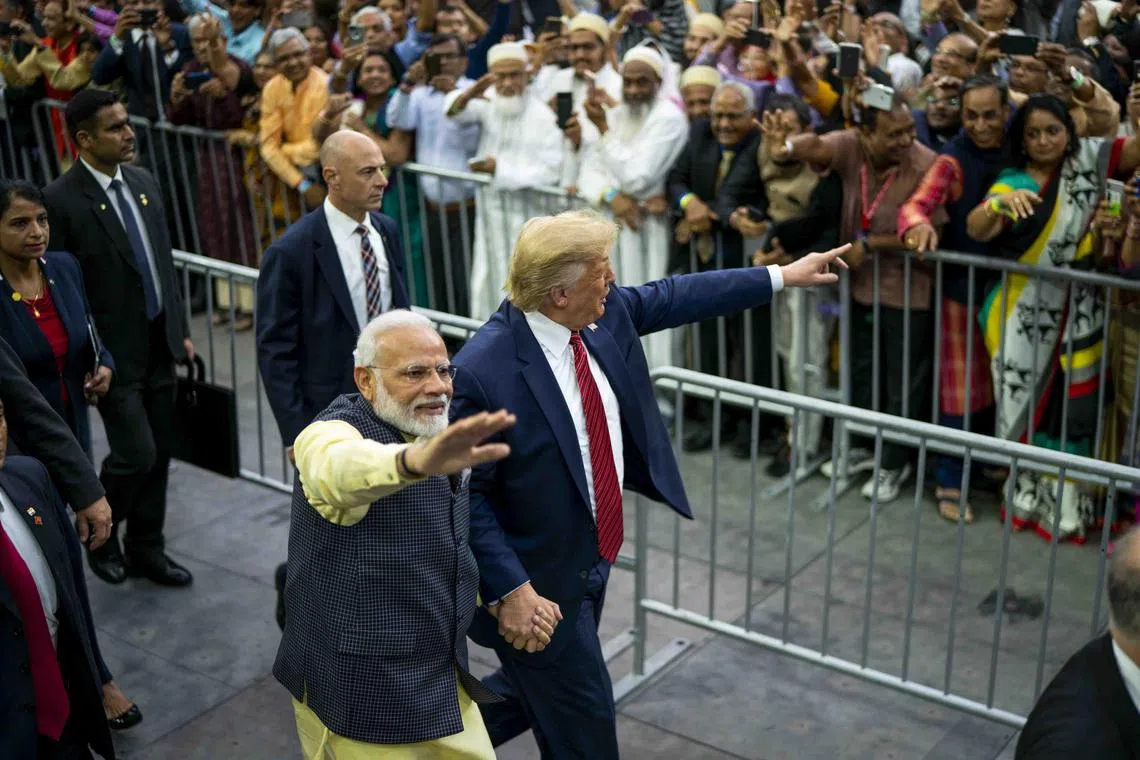 Indian Prime Minister Narendra Modi and US President Donald Trump at a rally in Houston, Texas, in 2019.