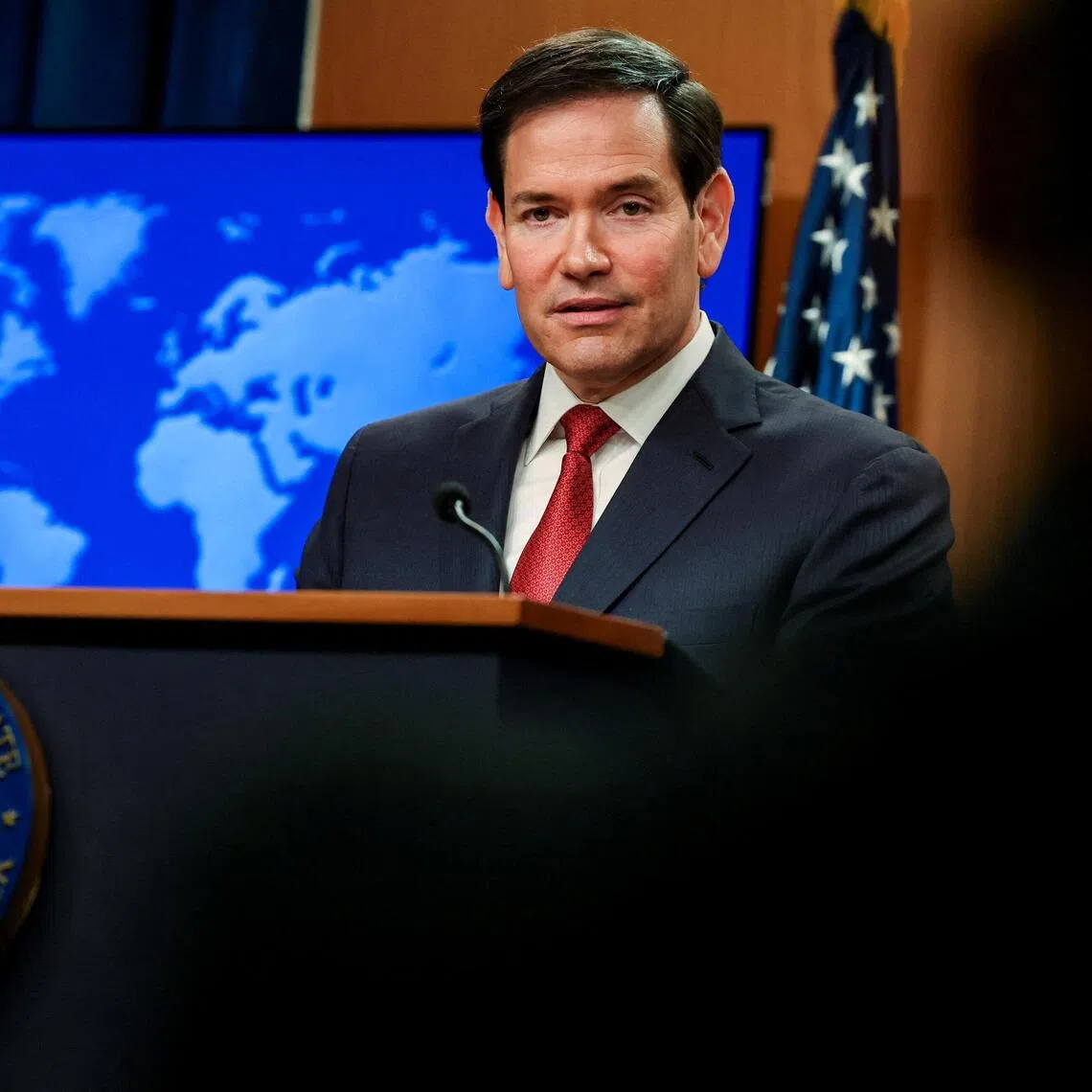 US Secretary of State Marco Rubio holding his end-of-year press conference at the State Department in Washington, on Dec 19.