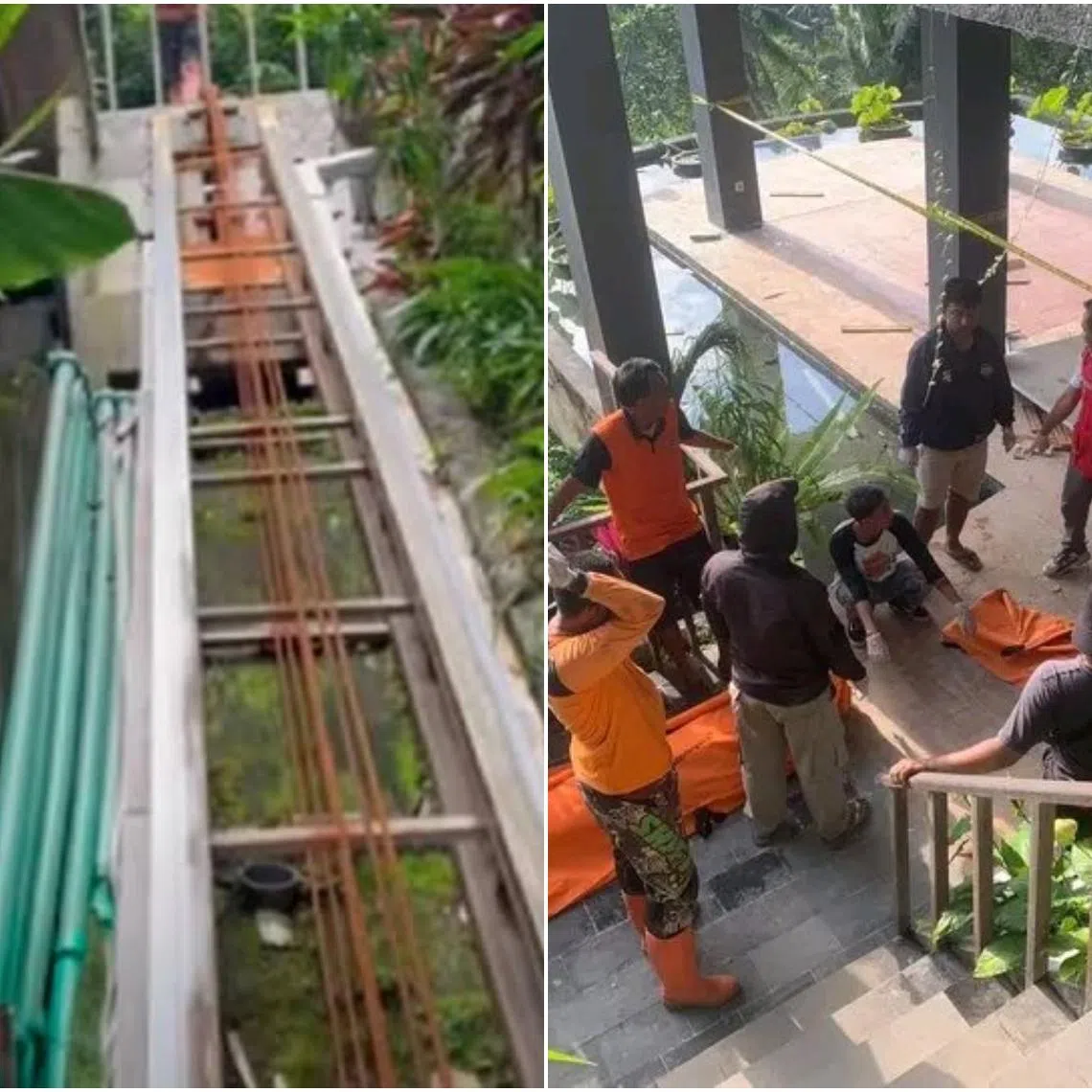 The workers were killed when the steel cable supporting the lift suddenly failed, plunging them 100m down a steep embankment.