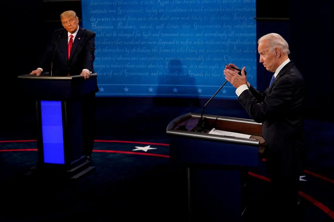 Mr Joe Biden and Donald Trump during the second and final presidential debate in 2020.