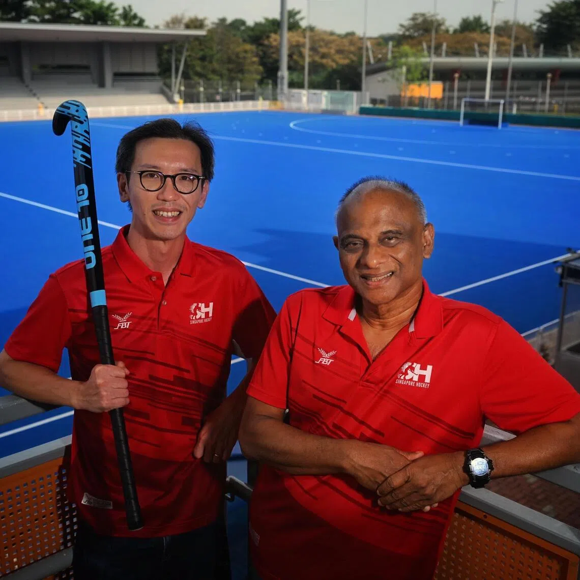 Singapore Hockey Federation deputy president Aw Bang Hui (left) will take over as president from Mathavan Devadas, who is stepping down after 12 years.