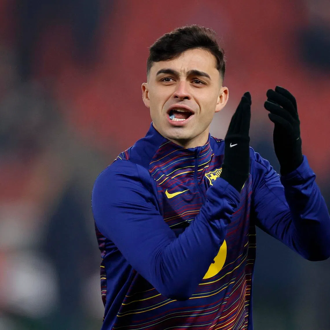 Soccer Football - UEFA Champions League - Slavia Prague v FC Barcelona - Fortuna Arena, Prague, Czech Republic - January 21, 2026 FC Barcelona's Pedri during the warm up before the match REUTERS/David W Cerny