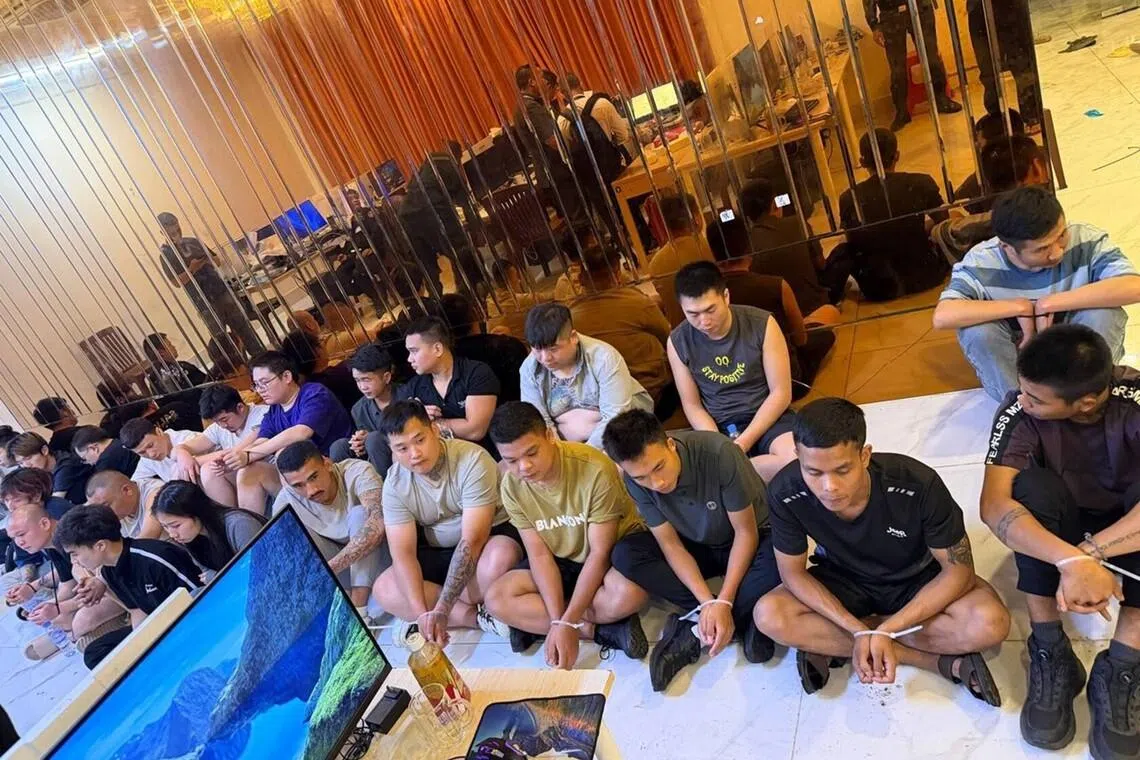 The authorities detained 81 people and seized phones, computers and wigs. 