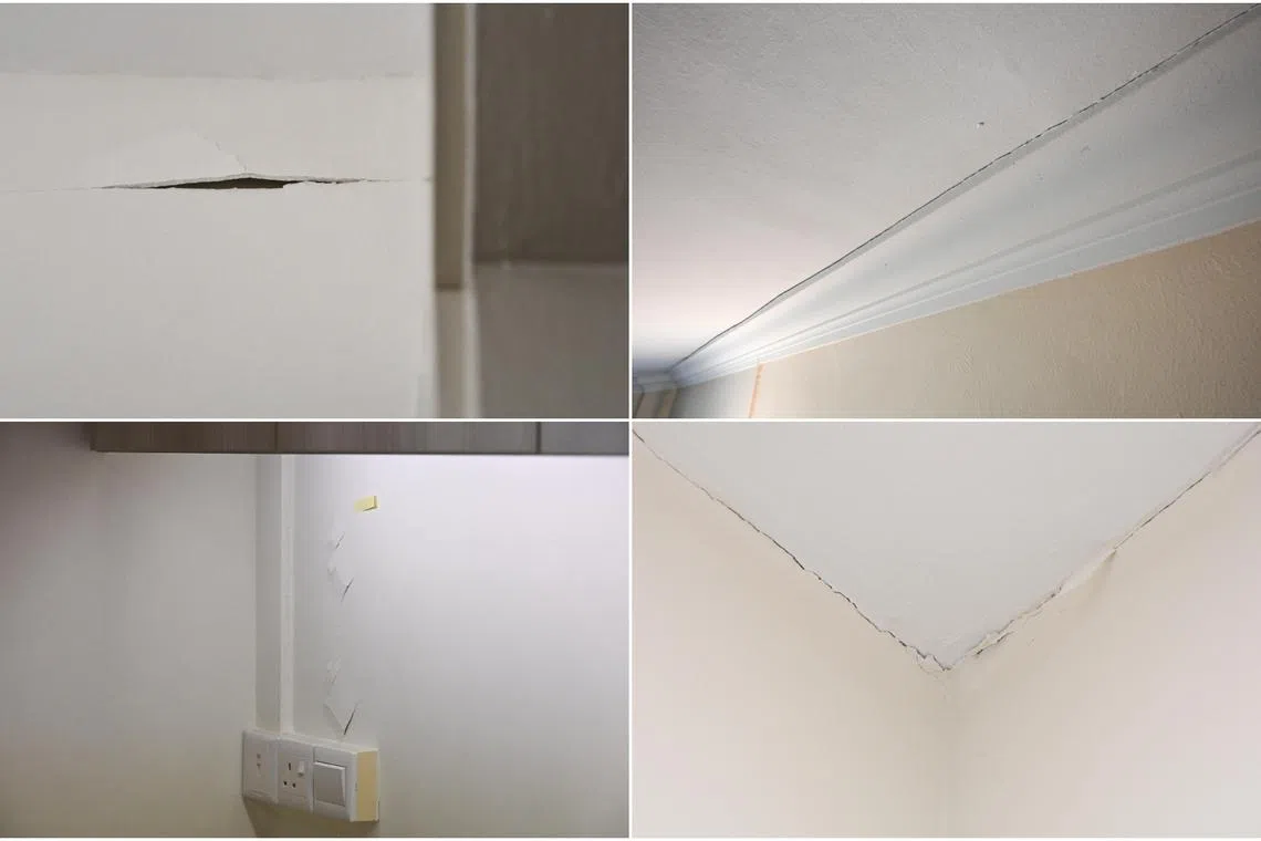 At least four households living on the top floor of the Jalan Tenaga estate in Bedok have noticed cracks in their flats.