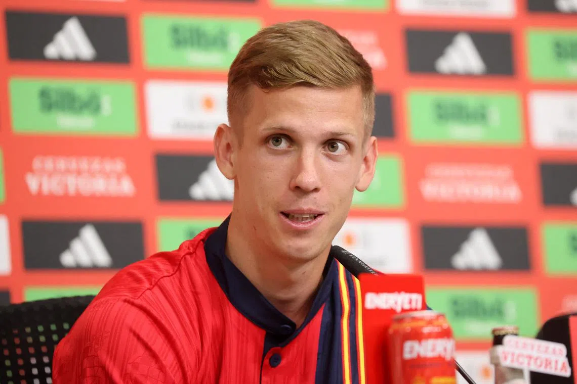 Soccer Football - Euro 2024 - Spain Press Conference - Donaueschingen, Germany - July 12, 2024 Spain's Dani Olmo during the press conference REUTERS/Robin Rudel