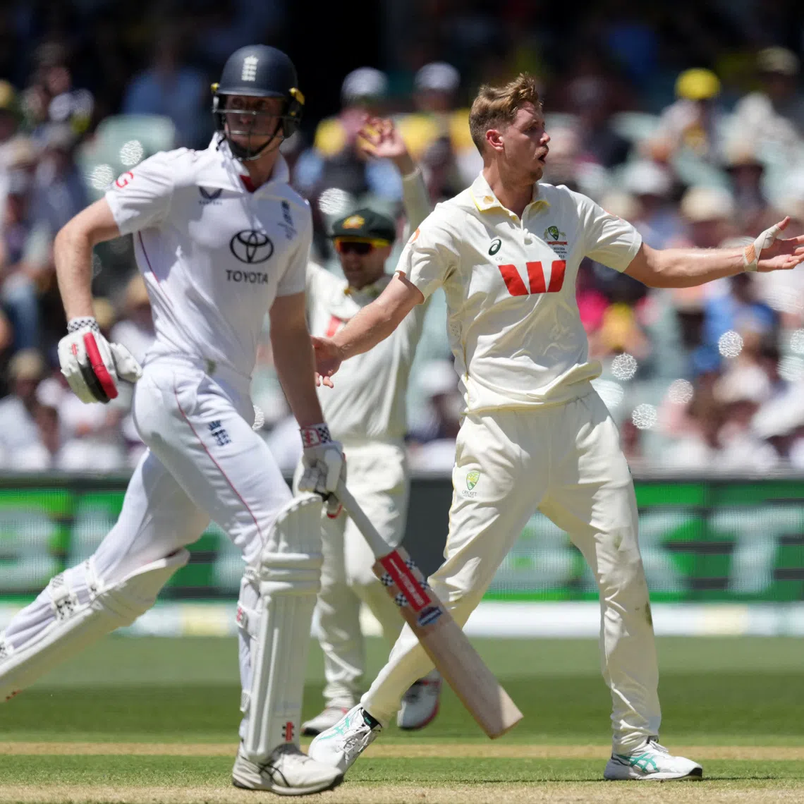 Cricket - The Ashes - Australia v England - Third Test - Adelaide Oval, Adelaide, Australia - December 20, 2025 Australia's Cameron Green appeals unsuccessfully for the wicket of England's Zak Crawley REUTERS/Asanka Brendon Ratnayake