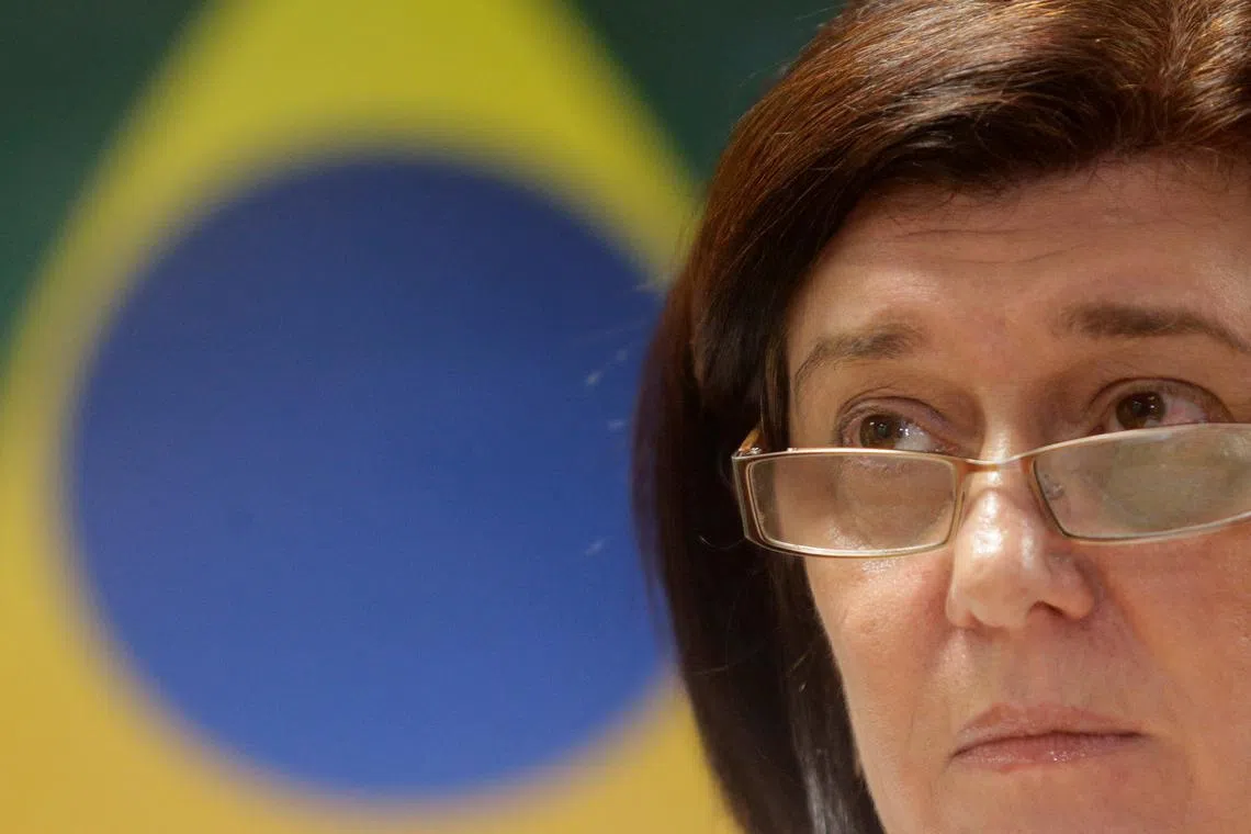 FILE PHOTO: Magda Chambriard, director of the ANP oil agency, attends a news conference in Rio de Janeiro May 23, 2013.    REUTERS/Ricardo Moraes/File Photo