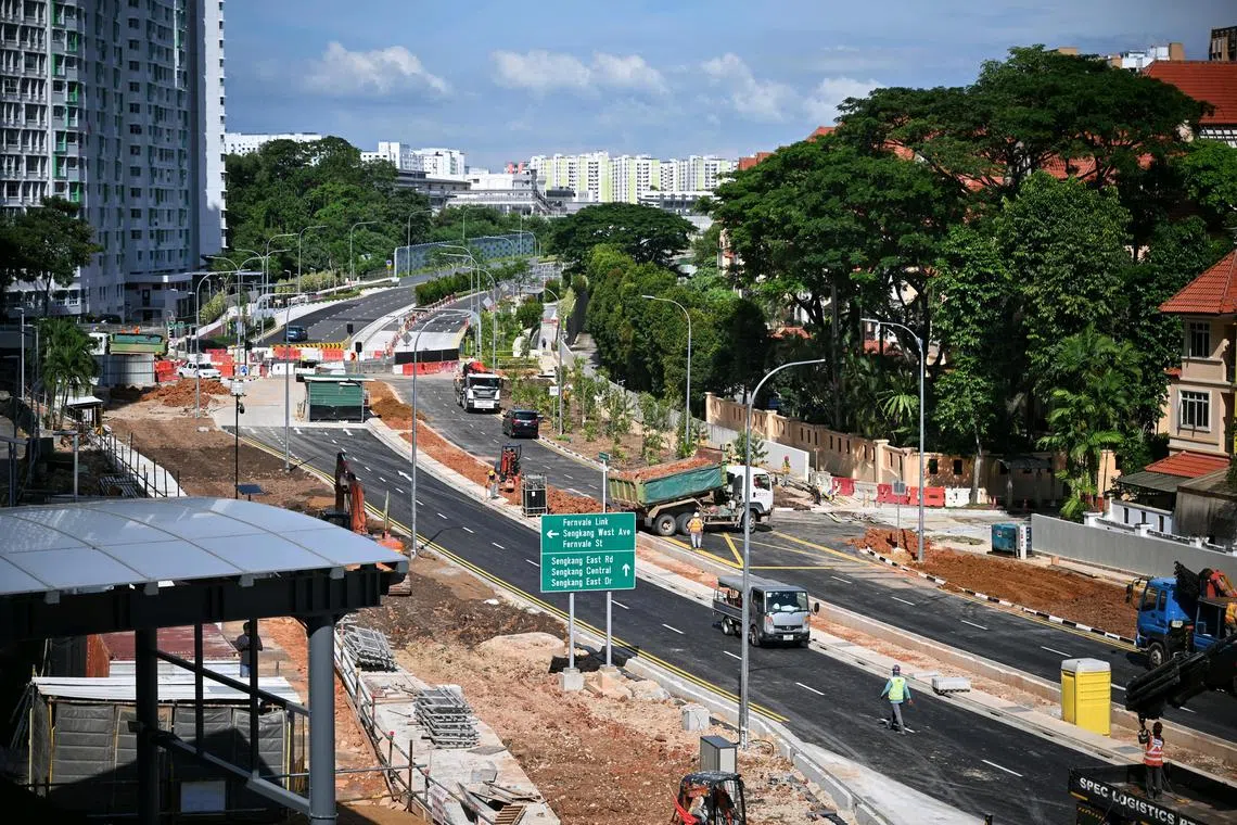 Works at the Extension of Buangkok Drive on Aug 25, 2025.