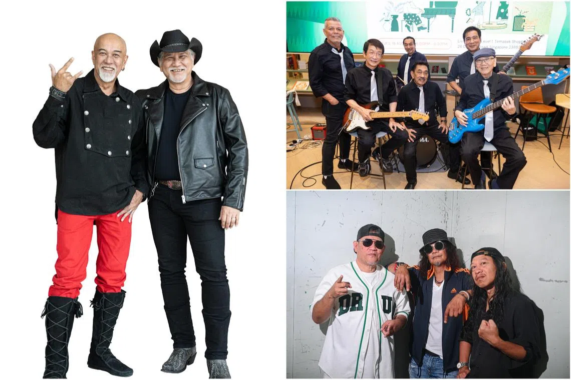 (Clockwise from left) Brothers Mel and Joe, members of Silver Strings and members of Lovehunters.