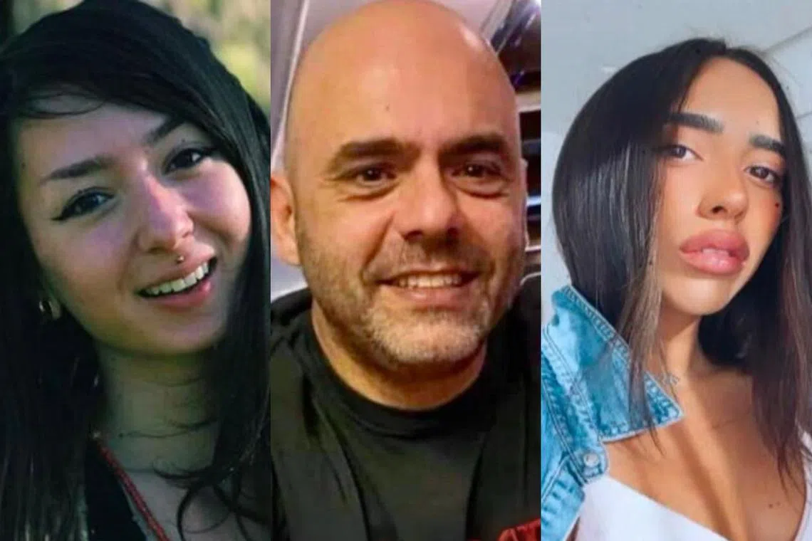 The bodies of (from left) Shani Louk, Itzhak Gelerenter and Amit Buskila were recovered from Gaza by Israeli forces.
