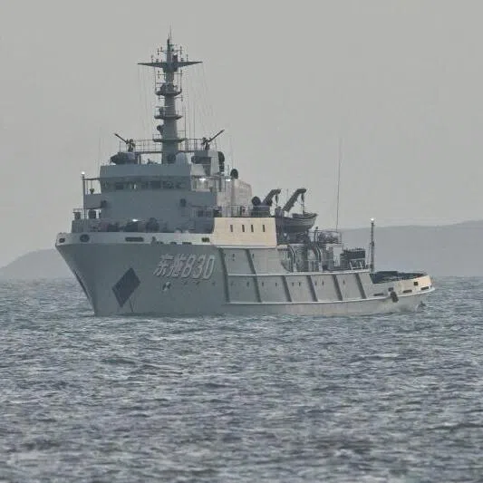 A Chinese ship is seen in waters near Pingtan island, the closest point to Taiwan, in China’s Fujian province in December 2025. China's 'Justice Mission 2025' live-fire drills around Taiwan are aimed at simulating a blockade of Taiwan's key ports. 