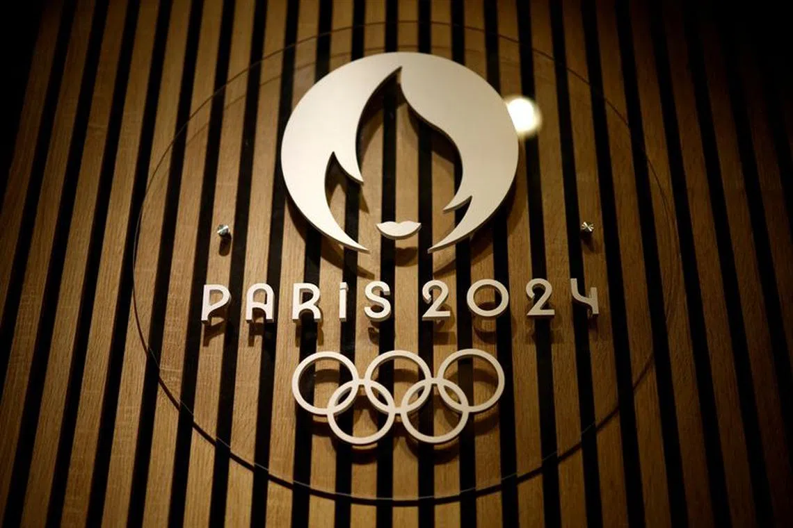 FILE PHOTO: The logo of the Paris 2024 Olympic and Paralympic Games inside an official Paris 2024 store at the Carrousel du Louvre in Paris, France, December 21, 2023. REUTERS/Sarah Meyssonnier/File Photo