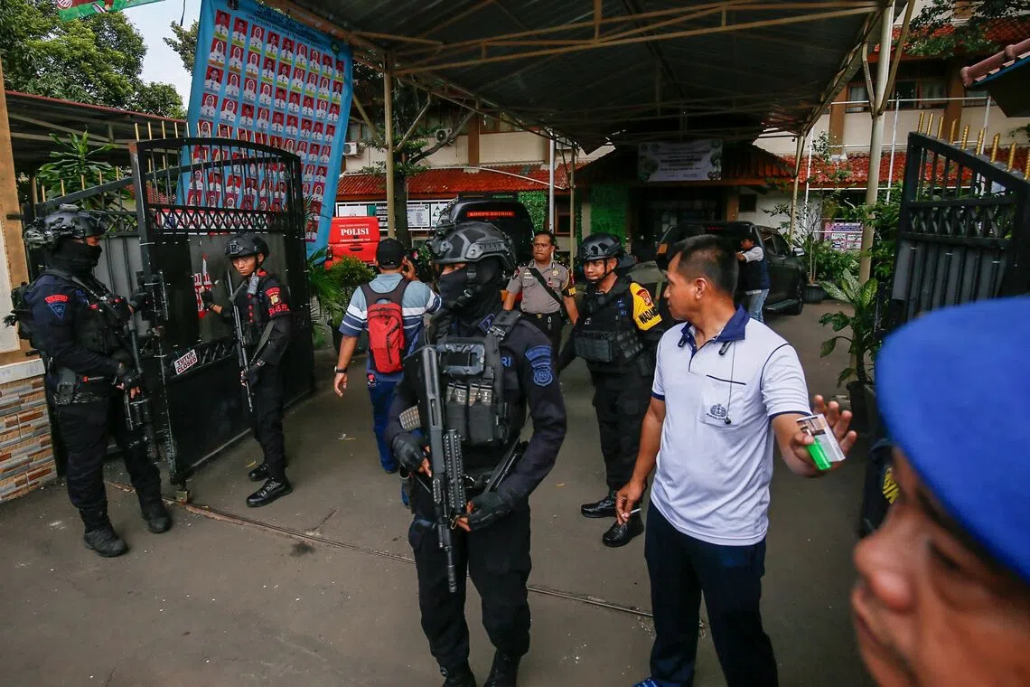 Police said 55 people were in hospitals after the blasts at the mosque inside a school complex in Jakarta.