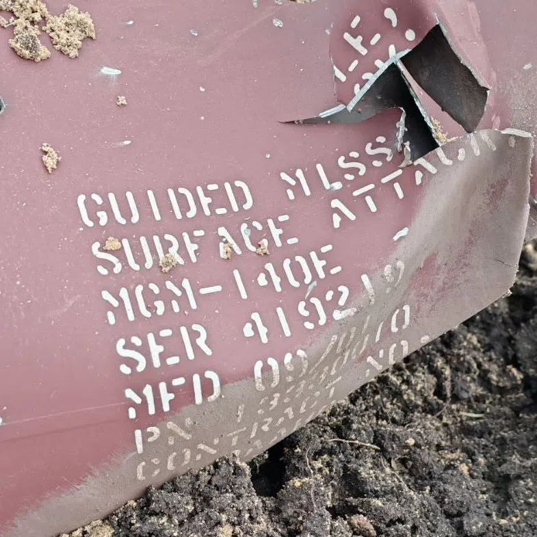 A fragment of U.S.-made ATACMS missiles, which was intercepted, according to Russia's Defence Ministry, lies in a forest in an unidentified location in Voronezh region, Russia, in this image released on November 19, 2025.  Russian Defence Ministry/Handout via REUTERS