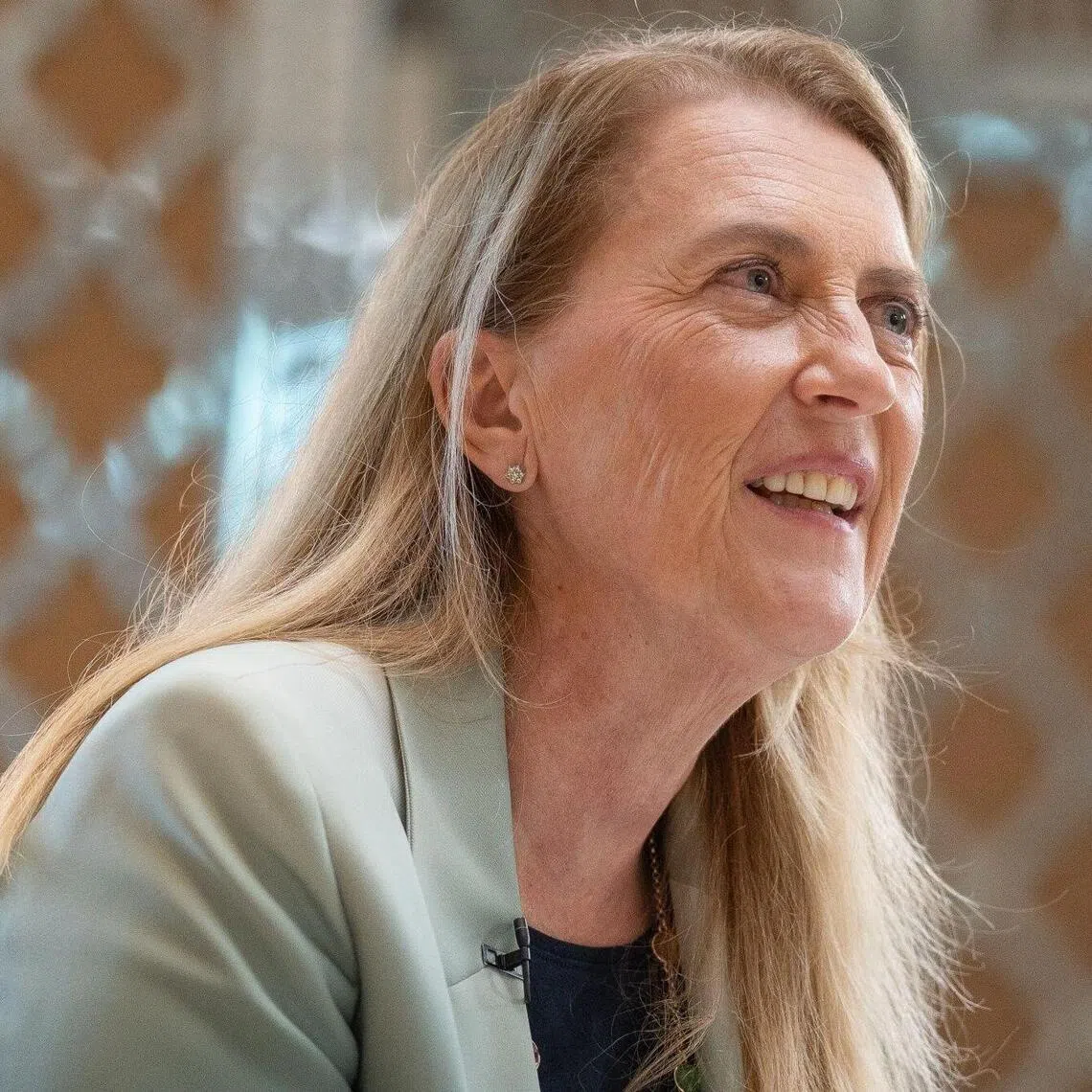 Helene Budliger Artieda, Switzerland’s Secretary of State and head of the State Secretariat for Economic Affairs, during a Bloomberg TV interview on the sidelines of the Bloomberg New Economy Forum in New Delhi on Oct 14.