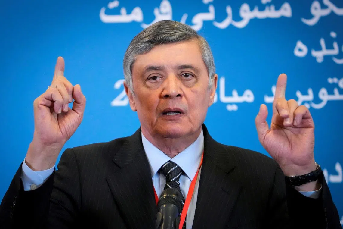 FILE PHOTO: Zamir Kabulov addresses the media during international talks on Afghanistan in Moscow, Russia, October 20, 2021. Alexander Zemlianichenko/Pool via REUTERS/File Photo