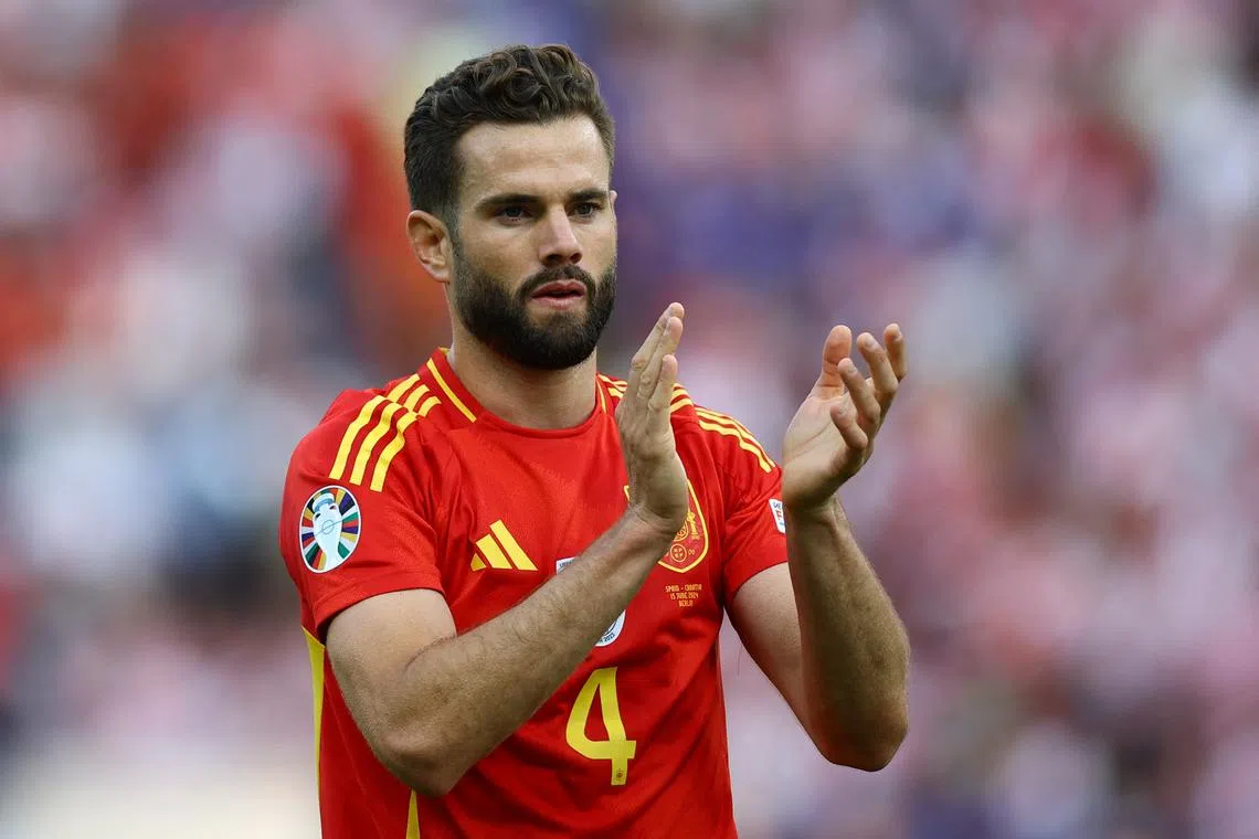 FILE PHOTO: Soccer Football - Euro 2024 - Group B - Spain v Croatia - Berlin Olympiastadion, Berlin, Germany - June 15, 2024 Spain's Nacho applauds fans after the match REUTERS/Kacper Pempel/File Photo