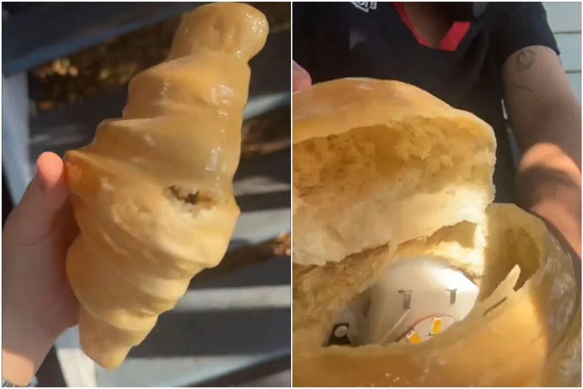 In her video, Neta Murphy cracks open the object like a piece of bread and displays the flaky pastry-like inside