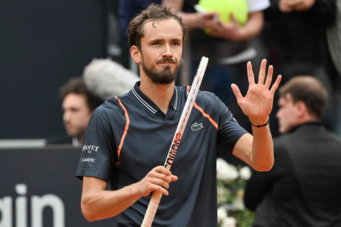 Russia's Daniil Medvedev is now into the final four after four victories and the loss of just one set.