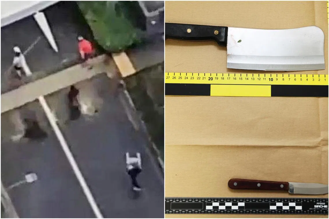 The man was pinned down by five members of the public, who subdued him with plastic chairs and poles.