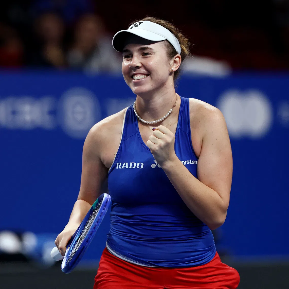 Tennis - Billie Jean King Cup Finals - Semi Final - Spain v Czech Republic - Shenzhen Bay Sports Centre Arena, Shenzhen, China - September 25, 2026  Czech Republic's Linda Noskova celebrates after winning her match against Spain's Cristina Bucsa REUTERS/Tingshu Wang