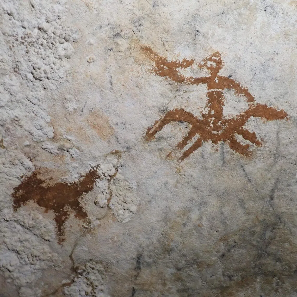 Prehistoric cave paintings on the Sulawesi island of Indonesia.
