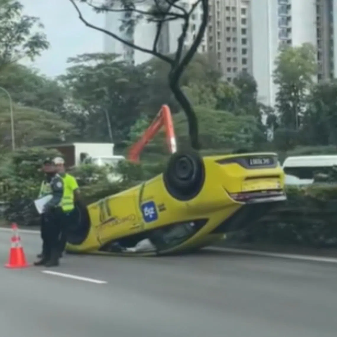 A taxi driver and his passenger were taken to hospital after an accident on the PIE on Jan 8.