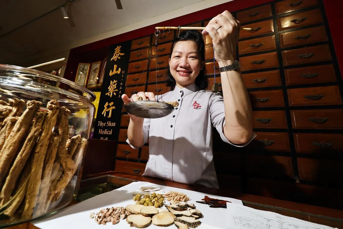 General manager Chan Mei Yi of Thye Shan Medical Hall sees value in educating tourists about the history and culture of Chinese medicinal products.
