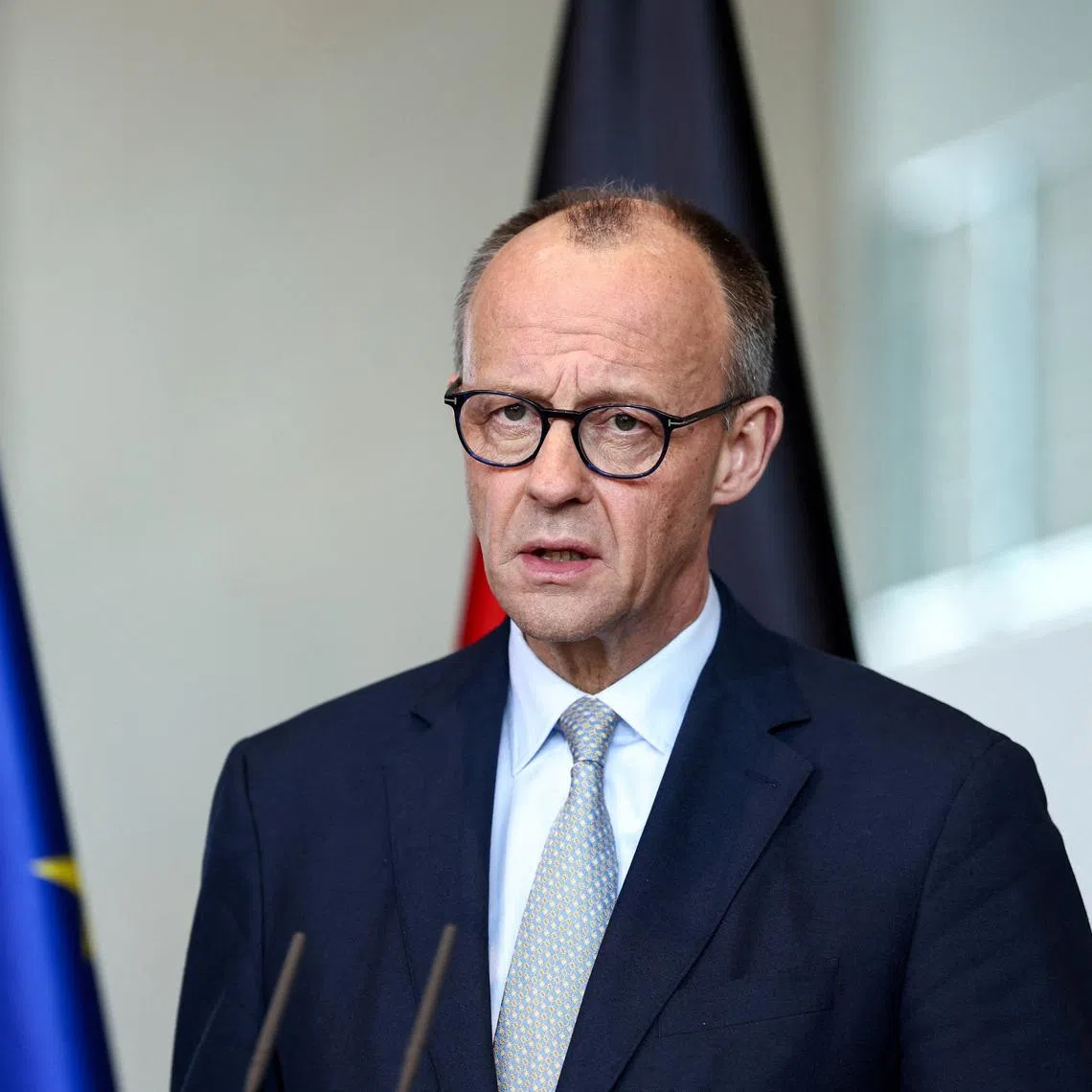 German Chancellor Friedrich Merz makes a statement on the situation in the Middle East, after Israel and the U.S. launched strikes on Iran, at the chancellery in Berlin, Germany, March 1, 2026. REUTERS/Nadja Wohlleben