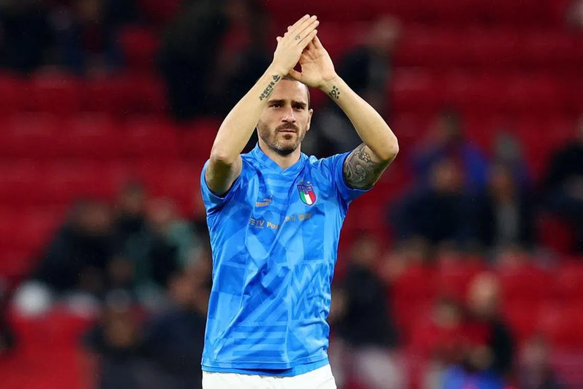 FILE PHOTO-Soccer Football - International Friendly - Albania v Italy - Air Albania Stadium, Tirana, Albania - November 16, 2022 Italy's Leonardo Bonucci during the warm up before the match REUTERS/Florion Goga/File Photo
