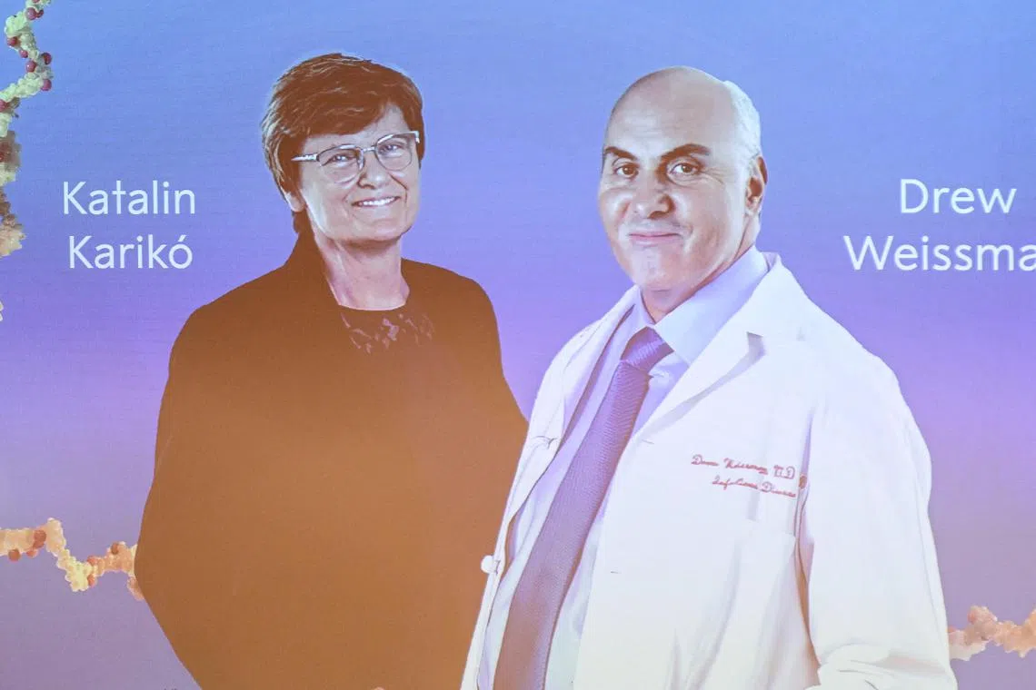 Scientists Katalin Kariko and Drew Weissman won the Nobel for discoveries enabling the development of mRNA Covid-19 vaccines.
