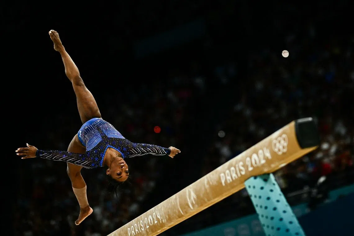 Simone Biles produced an elegant and superbly gritty performance in the all around final at the Paris Olympics. 