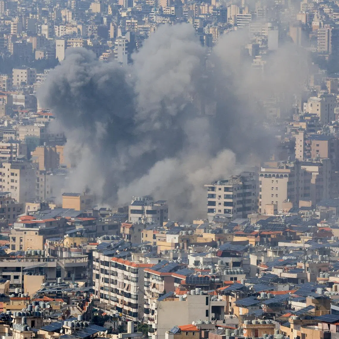 Smoke rises after an Israeli strike on Beirut's southern suburbs, following an escalation between Hezbollah and Israel amid the U.S.-Israeli conflict with Iran, Lebanon. REUTERS/Mohamed Azakir