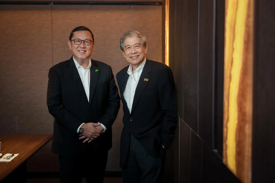 Mr Andrew Lim (right) and Mr Gary Yap, co-founders of privately owned Macrovalue, acquired the two supermarket brands from DFI for $125 million.
