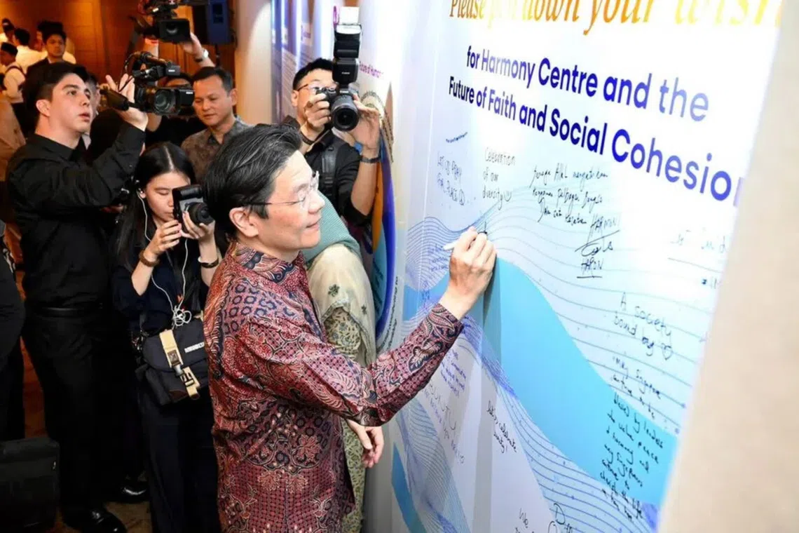 At the dinner, which was attended by around 450 guests including religious and community leaders, Prime Minister Larence Wong launched an interfaith engagement toolkit developed by Harmony Centre.