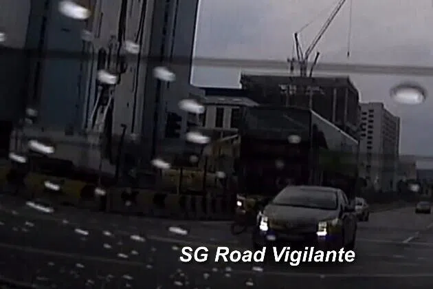 The impact sends the cyclist flying backwards a few metres before he lands on the road.