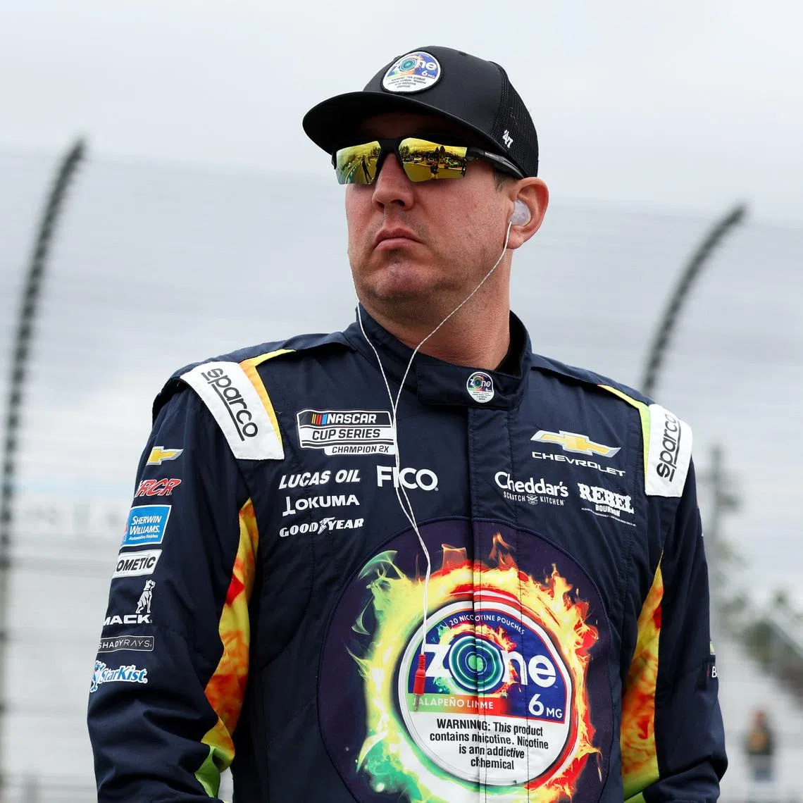 May 9, 2026; Watkins Glen, New York, USA; NASCAR Cup Series driver Kyle Busch looks on during practice and qualifying for the Go Bowling at The Glen at Watkins Glen International. Mandatory Credit: Matthew O'Haren-Imagn Images