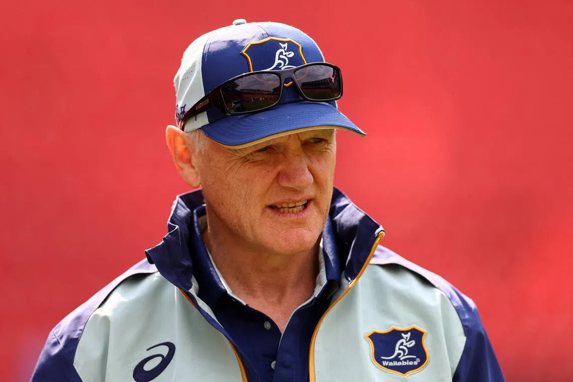 FILE PHOTO: Rugby Union - Rugby Championship - Australia Captain's Run - Ellis Park Stadium, Johannesburg, South Africa - August 15, 2025  Australia head coach Joe Schmidt during training REUTERS/Siphiwe Sibeko/File Photo
