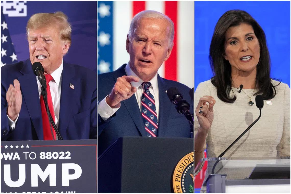  Donald Trump used his first visit to Iowa to attack Republican competitor Nikki Haley and to hit back against Democratic President Joe Biden.
