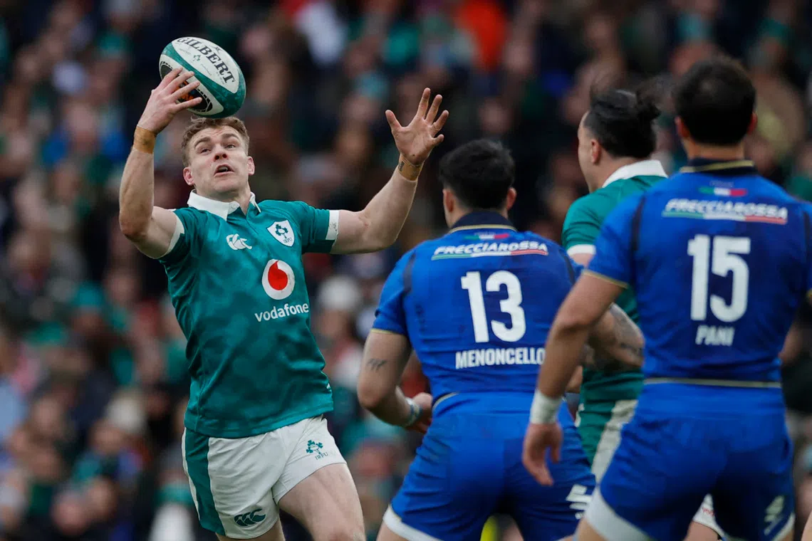 FILE PHOTO: Rugby Union - Six Nations Championship - Ireland v Italy - Aviva Stadium, Dublin, Ireland - February 14, 2026 Ireland's Garry Ringrose in action REUTERS/Clodagh Kilcoyne/File Photo