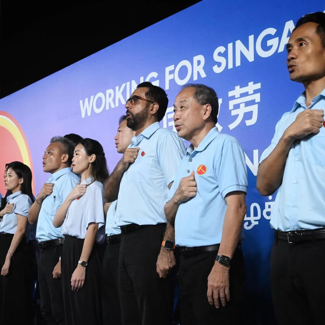 WP candidates on stage at the party’s last rally at Anderson Serangoon Junior College on May 1.