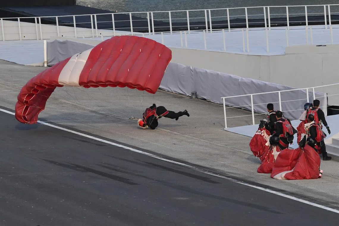 Red Lions parachutist Jeffrey Heng was injured after making a rough landing at the National Day Parade in 2022.